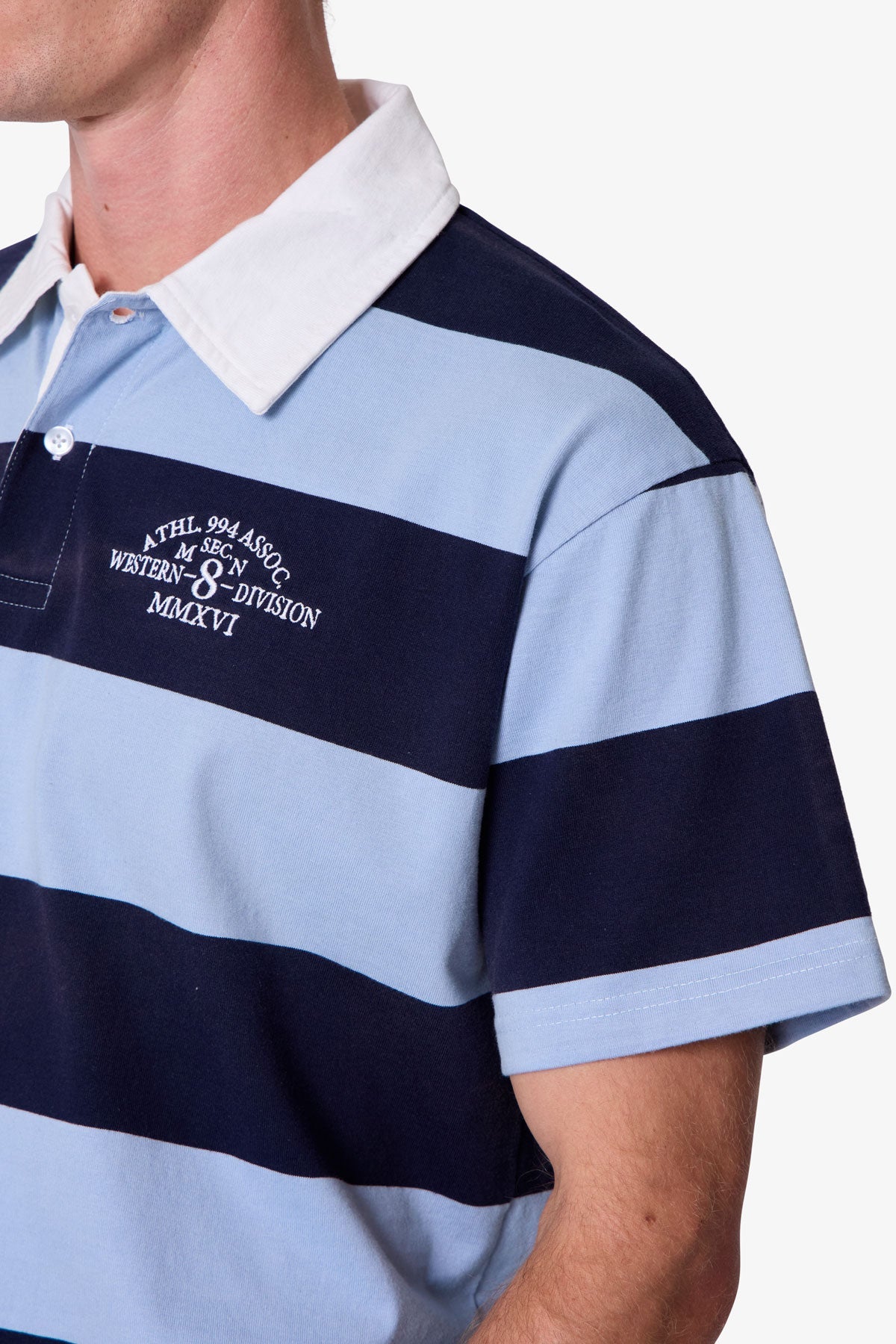 Big Stripe S/S Rugby Shirt - Blue