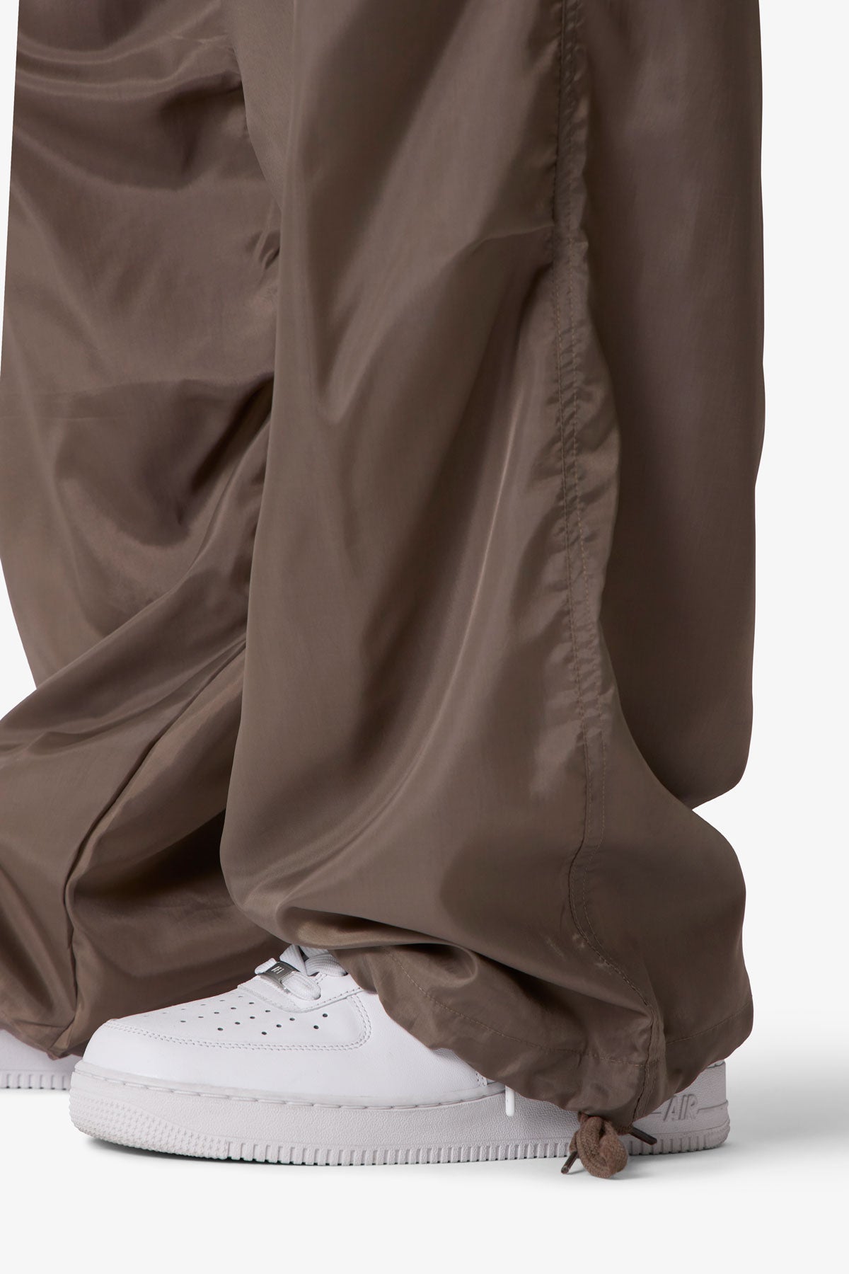 Cinched Baggy Nylon Pants - Olive