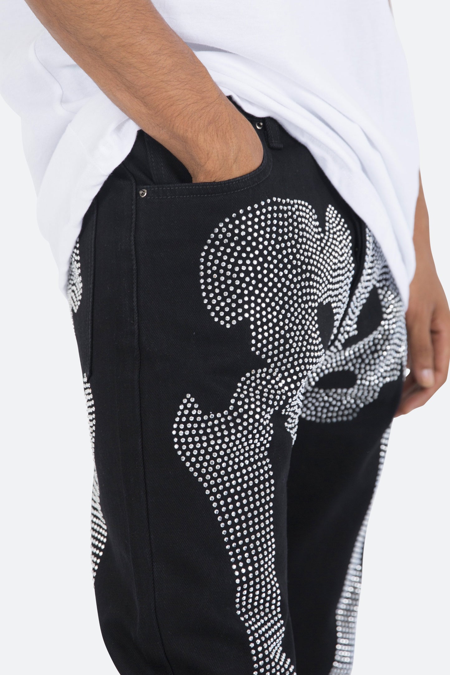 D249 Skeleton Straight Denim - Black/White