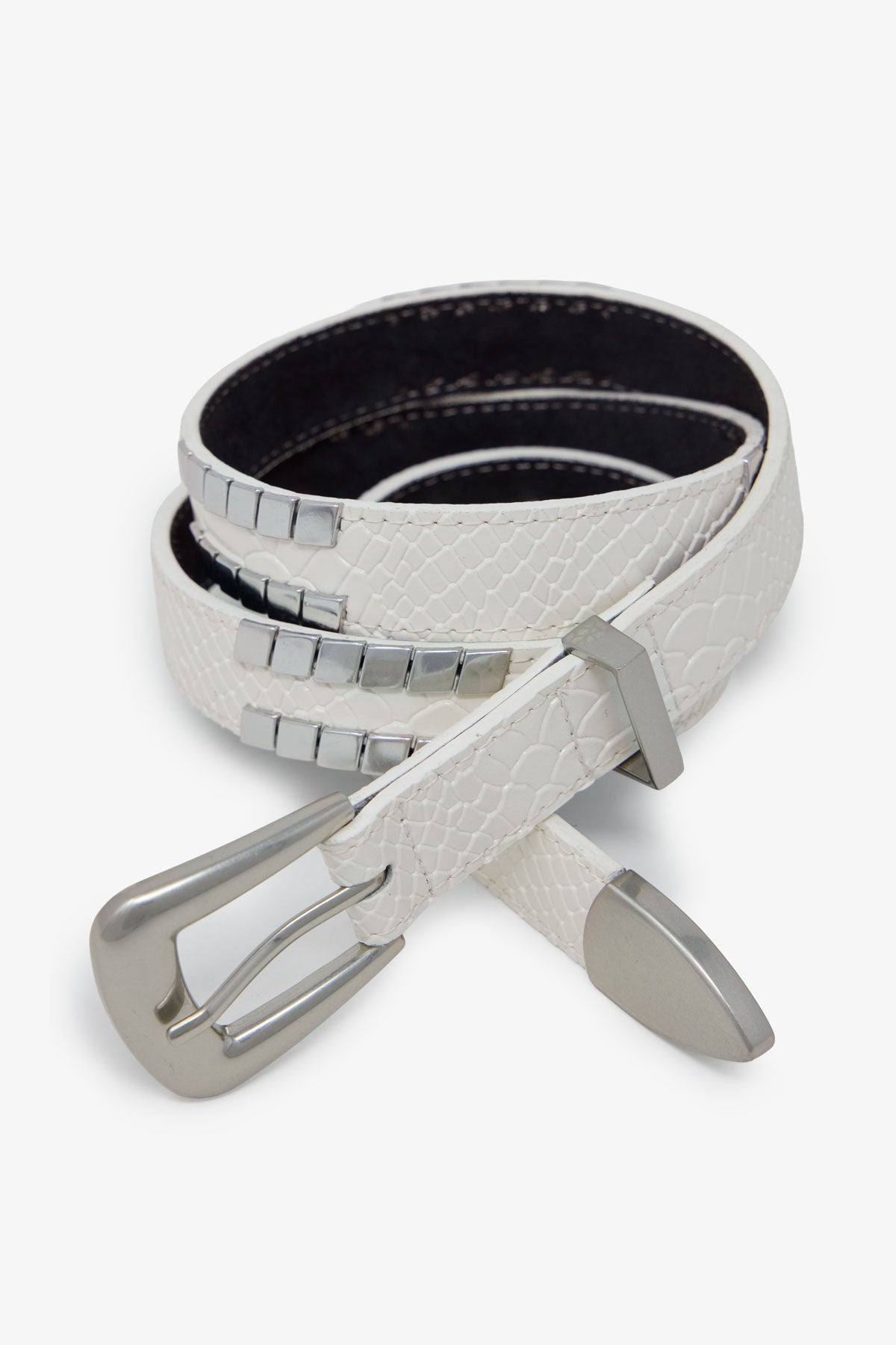Embossed Scale Belt - Off White