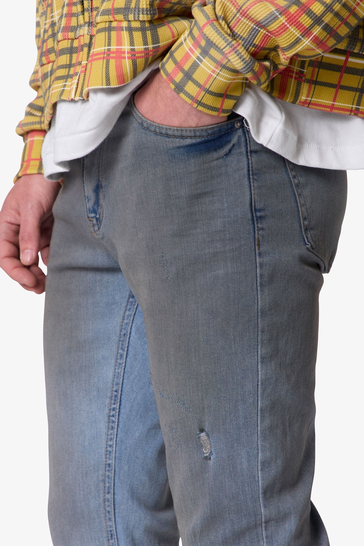 Oil Ruched Skinny Denim - Blue