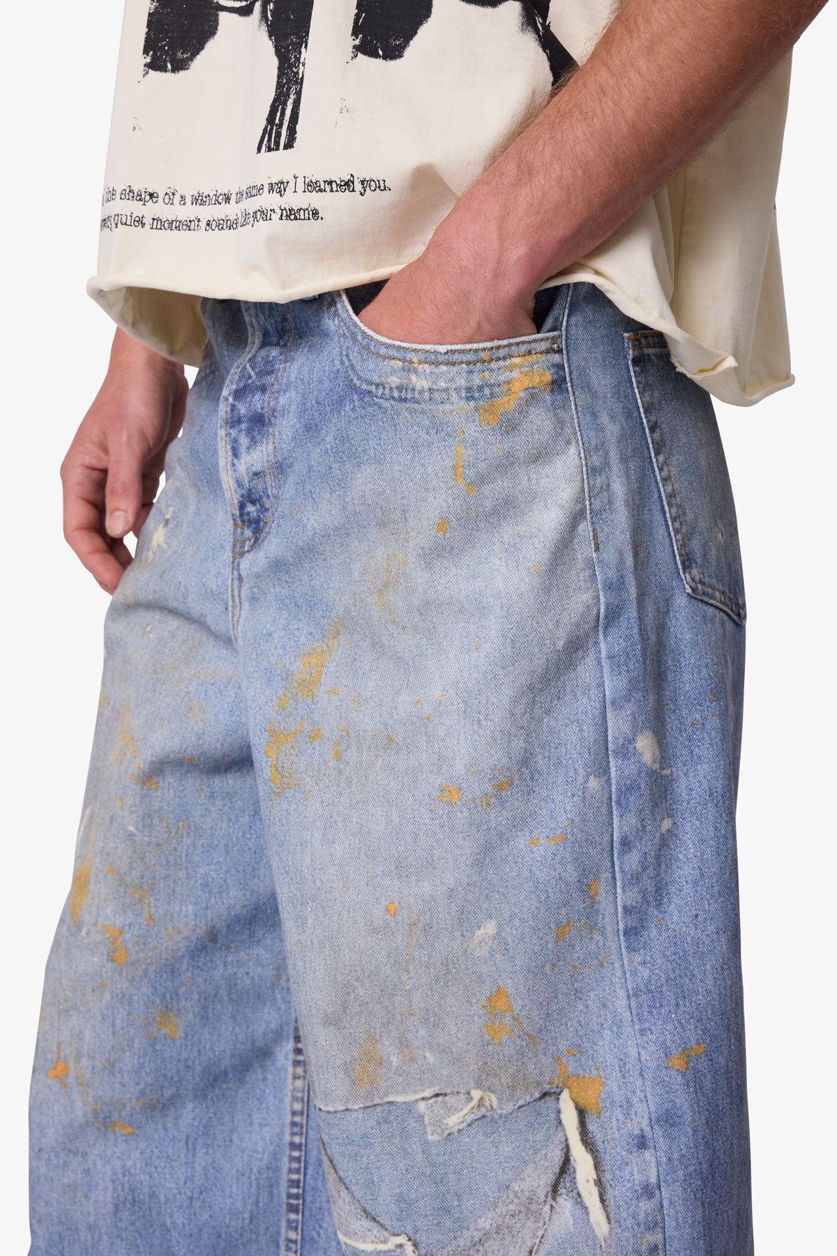 Paint Printed Rave Denim - Blue