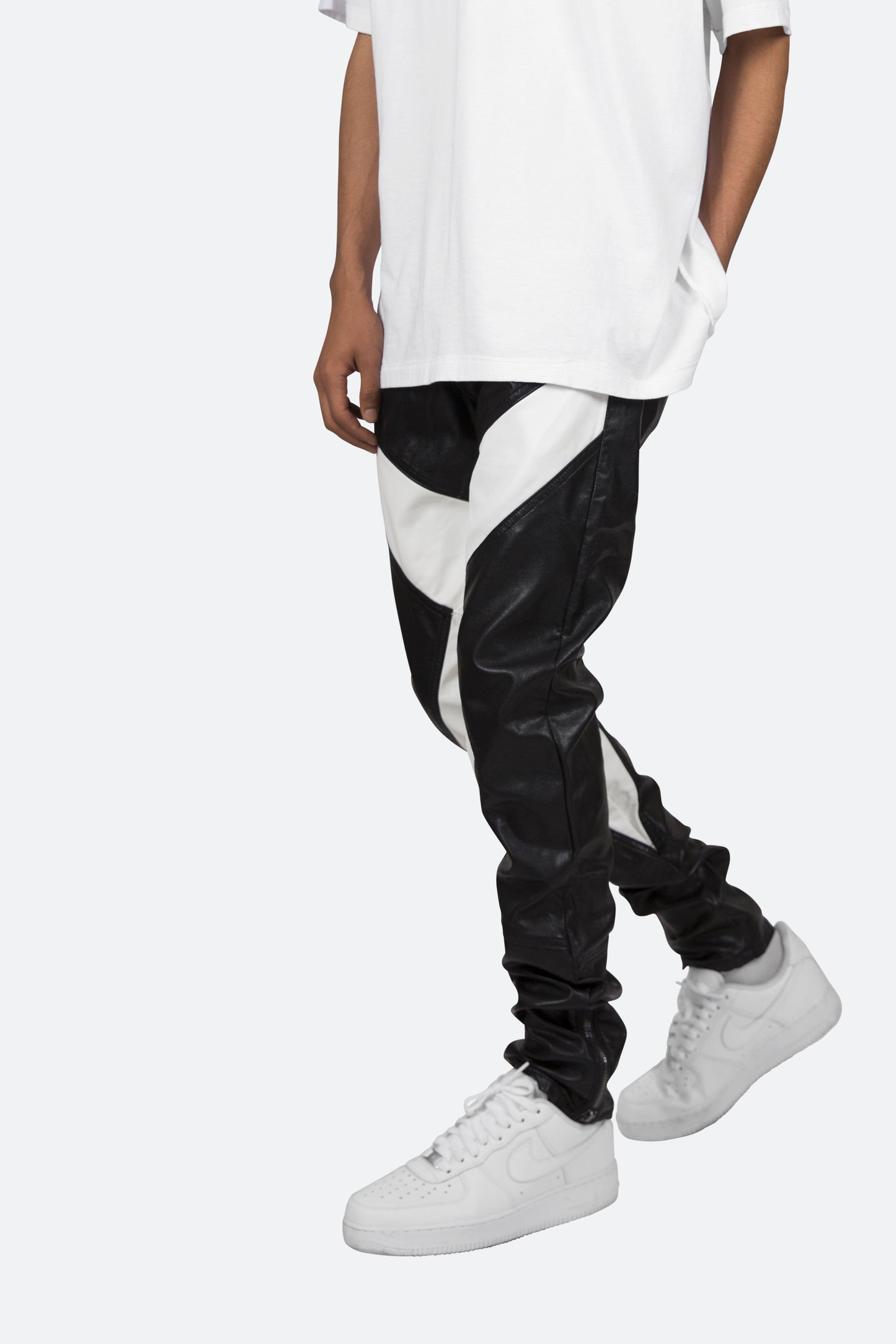 S192 Leather Pants - Black/White