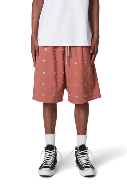 All Over Button Shorts - Rust