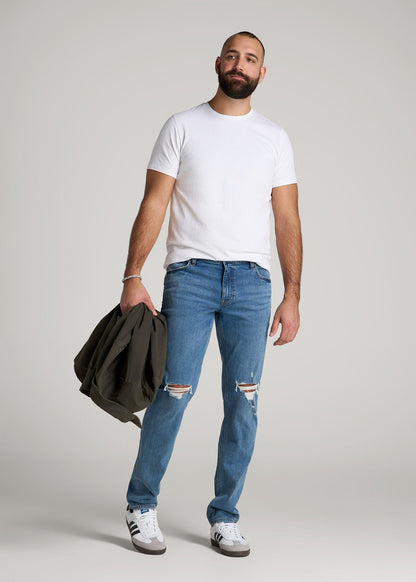 Carman TAPERED Jeans for Tall Men in Distressed Skyline Blue
