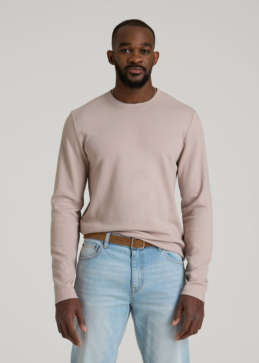 Cloud Knit Waffle Long Sleeve Tee for Tall Men in Desert Rose