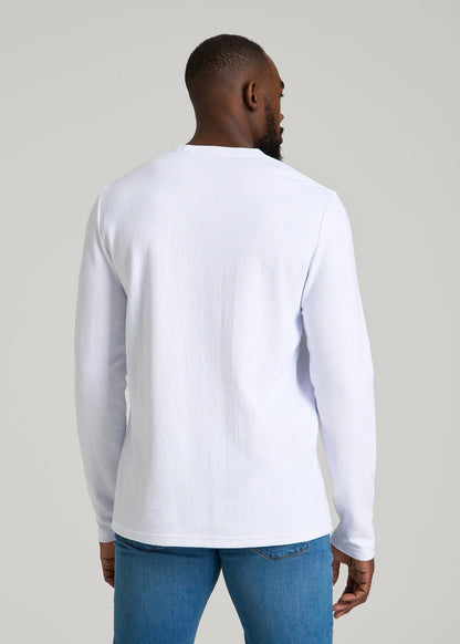Cloud Knit Waffle Long Sleeve Tee for Tall Men in White
