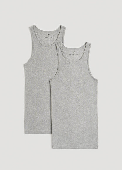 Ribbed Undershirt Tank Top for Tall Men in Grey Mix