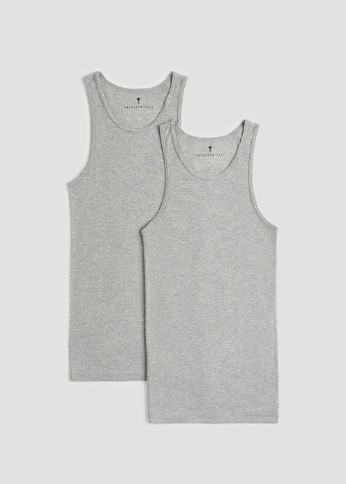 Ribbed Undershirt Tank Top for Tall Men in Grey Mix