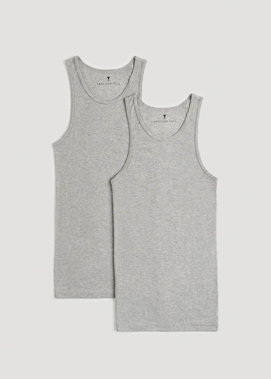 Ribbed Undershirt Tank Top for Tall Men in Grey Mix