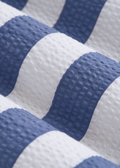 Seersucker Short Sleeve Shirt for Tall Men in Periwinkle Blue Stripe