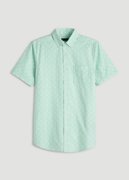 Short Sleeve Shirt for Tall Men in Opal Blue Dandelion