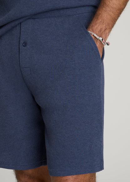 Waffle Lounge Shorts for Tall Men in Navy Blue