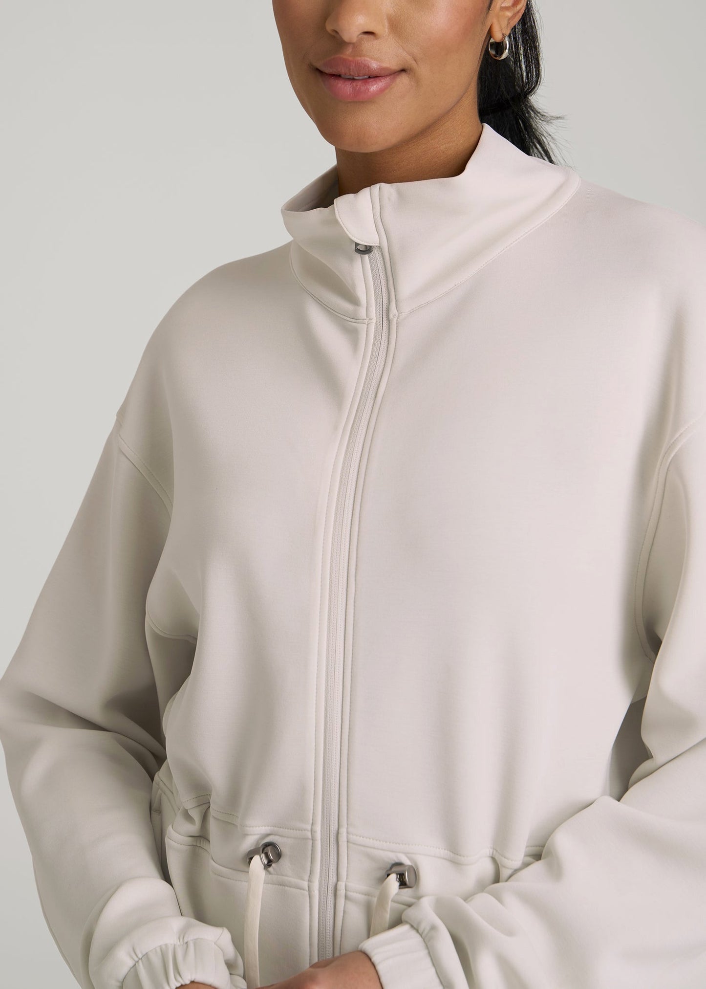 Soft Motion Cinch Waist Jacket for Tall Women in Pearl