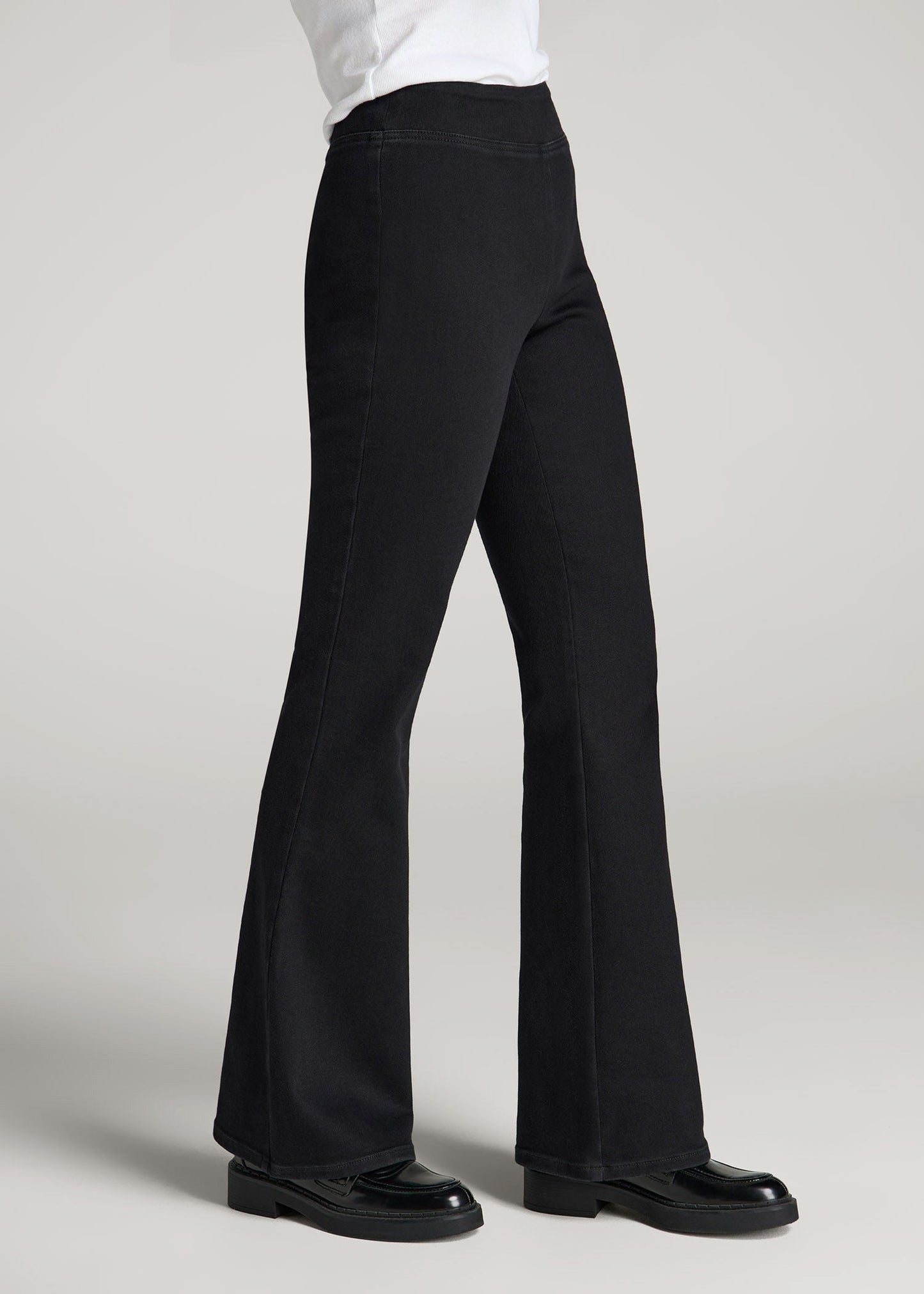 Chloe Pull-on Flare Jeans for Tall Women in Washed Black
