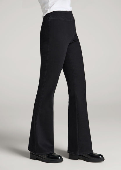 Chloe Pull-on Flare Jeans for Tall Women in Washed Black