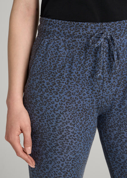 Cozy Lounge Joggers for Tall Women in Navy Leopard