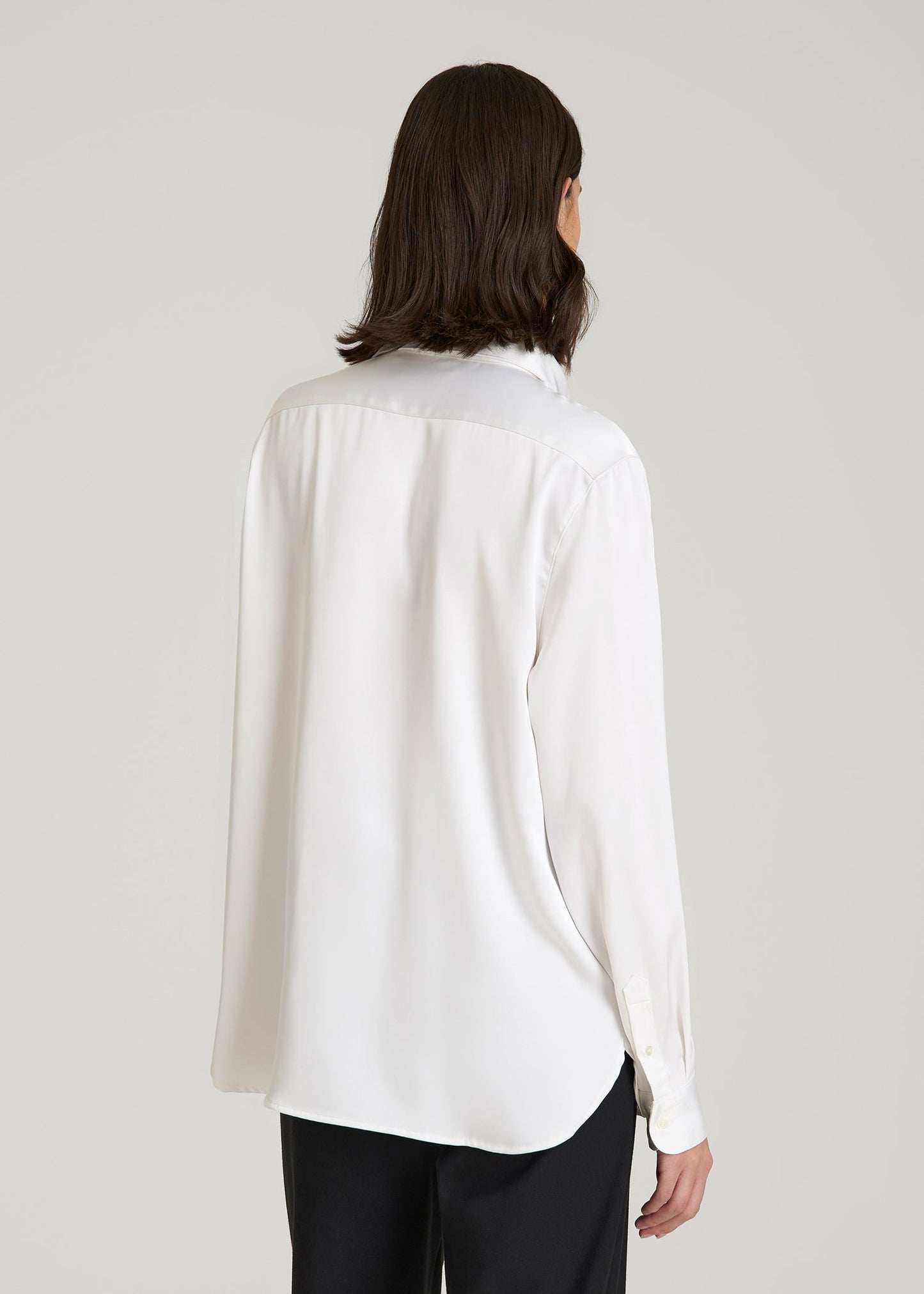 Relaxed Button-Up Blouse for Tall Women in Pearl White