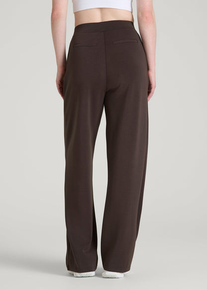 Soft Motion Pleated Wide Leg Pant for Tall Women in Espresso