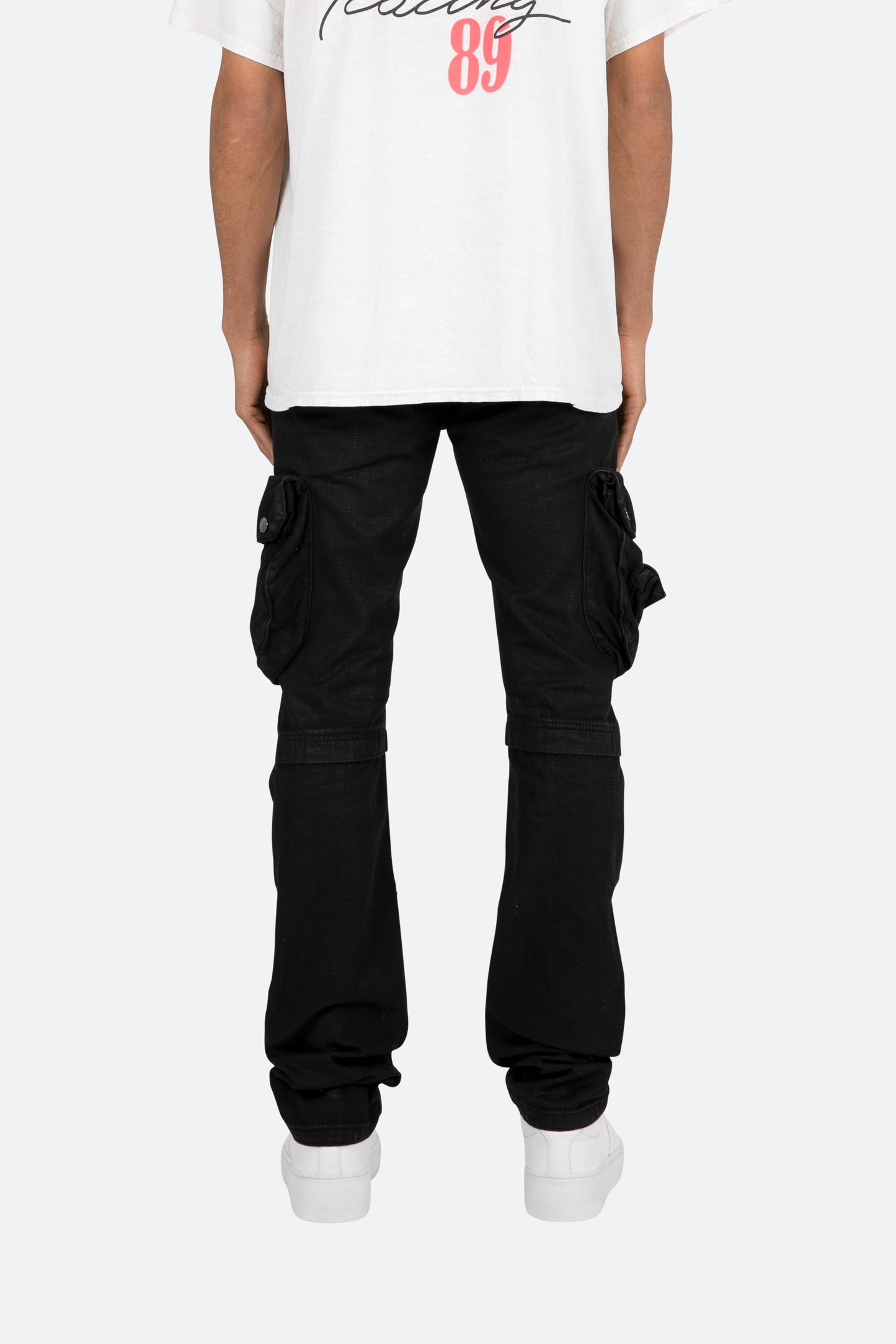 B357 Waxed Cargo Flare Denim - Black