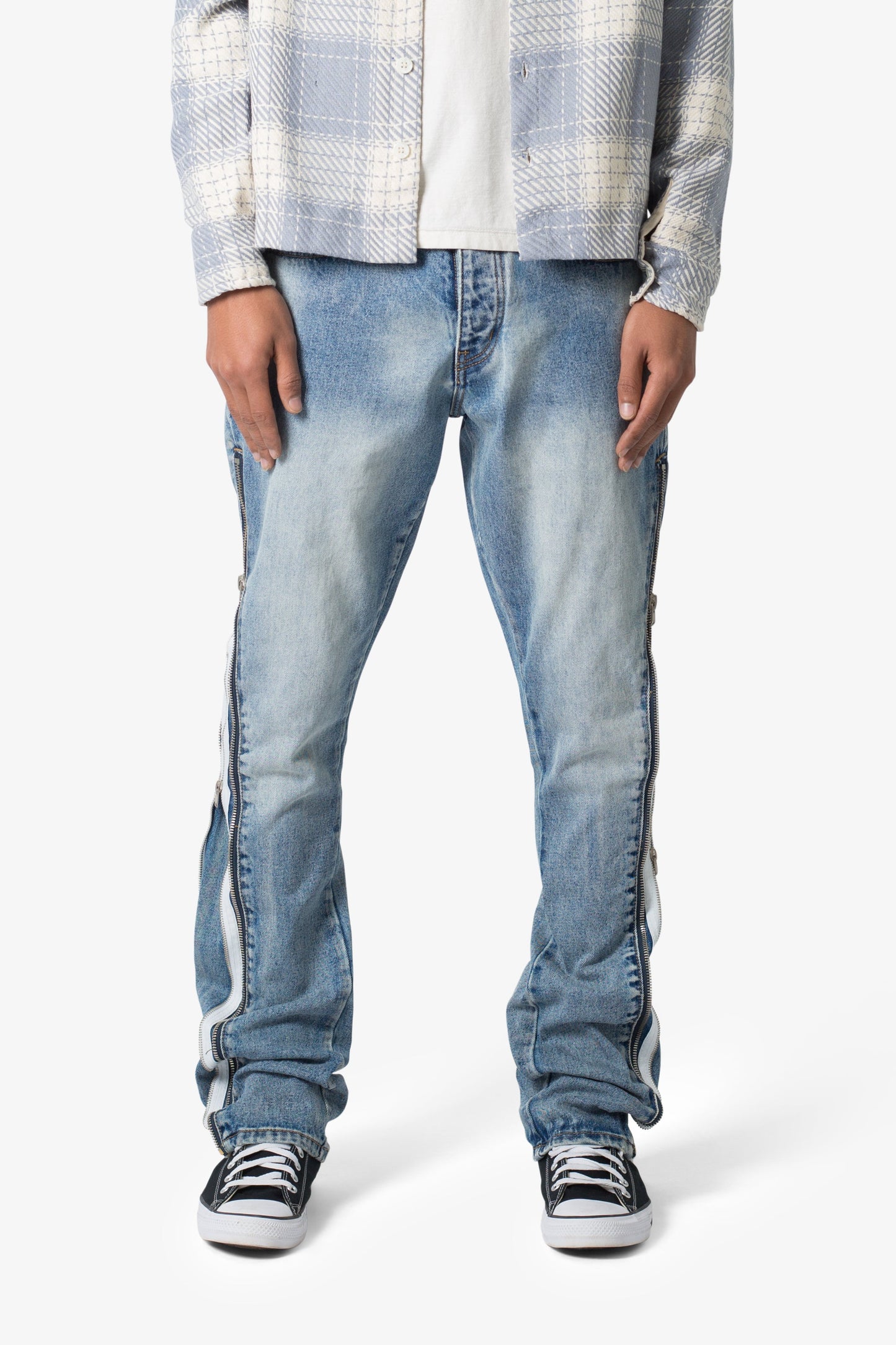 B574 Zipper Flare Denim - Blue