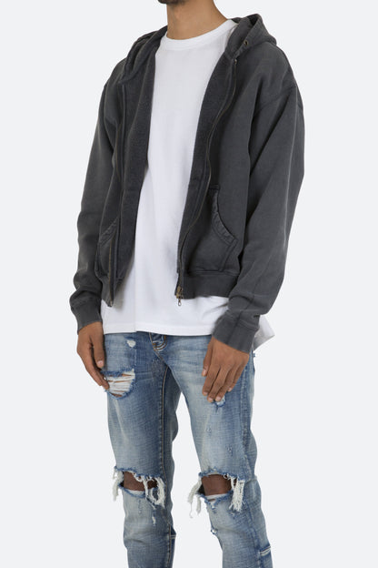 Basic Zip Up Hoodie - Vintage Black