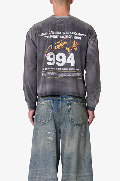 Cessation of Life Printed L/S Tee - Washed Black