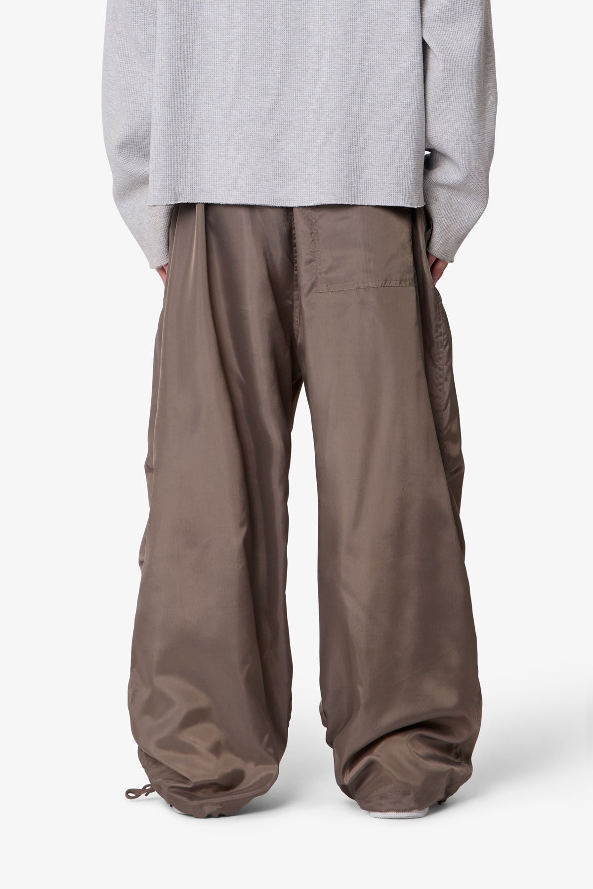 Cinched Baggy Nylon Pants - Olive