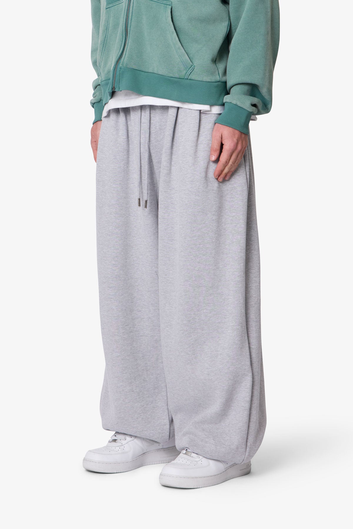 Cinched Baggy Sweatpants - Heather Grey