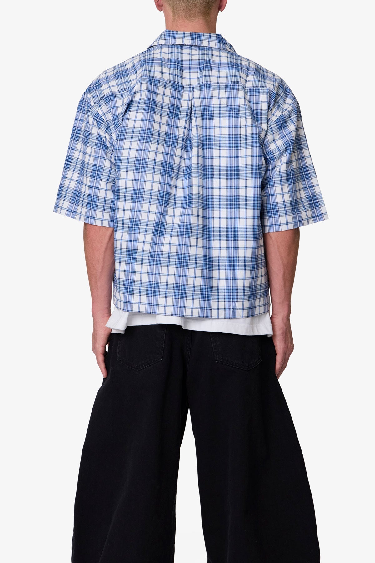 Crop Flannel S/S Shirt - Blue