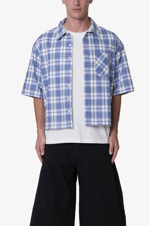 Crop Flannel S/S Shirt - Blue