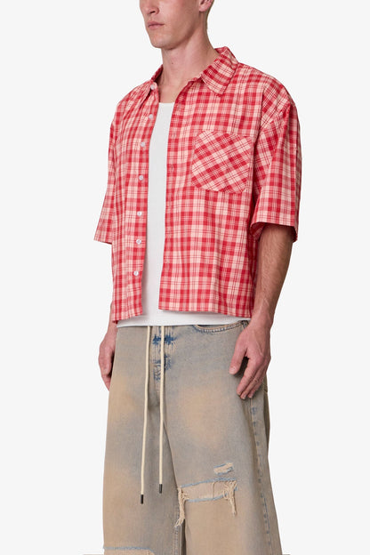 Crop Flannel S/S Shirt - Red
