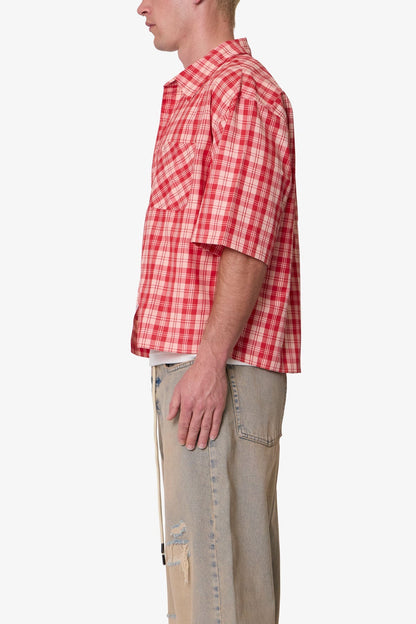 Crop Flannel S/S Shirt - Red