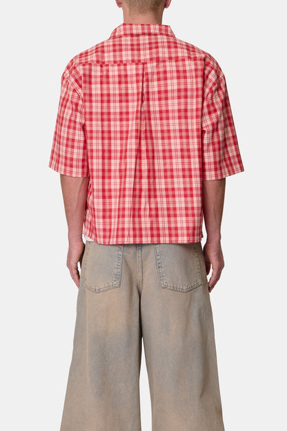Crop Flannel S/S Shirt - Red