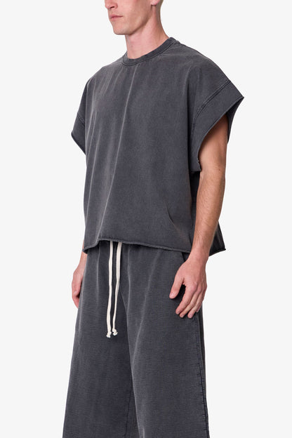Cut Off Tee - Washed Black