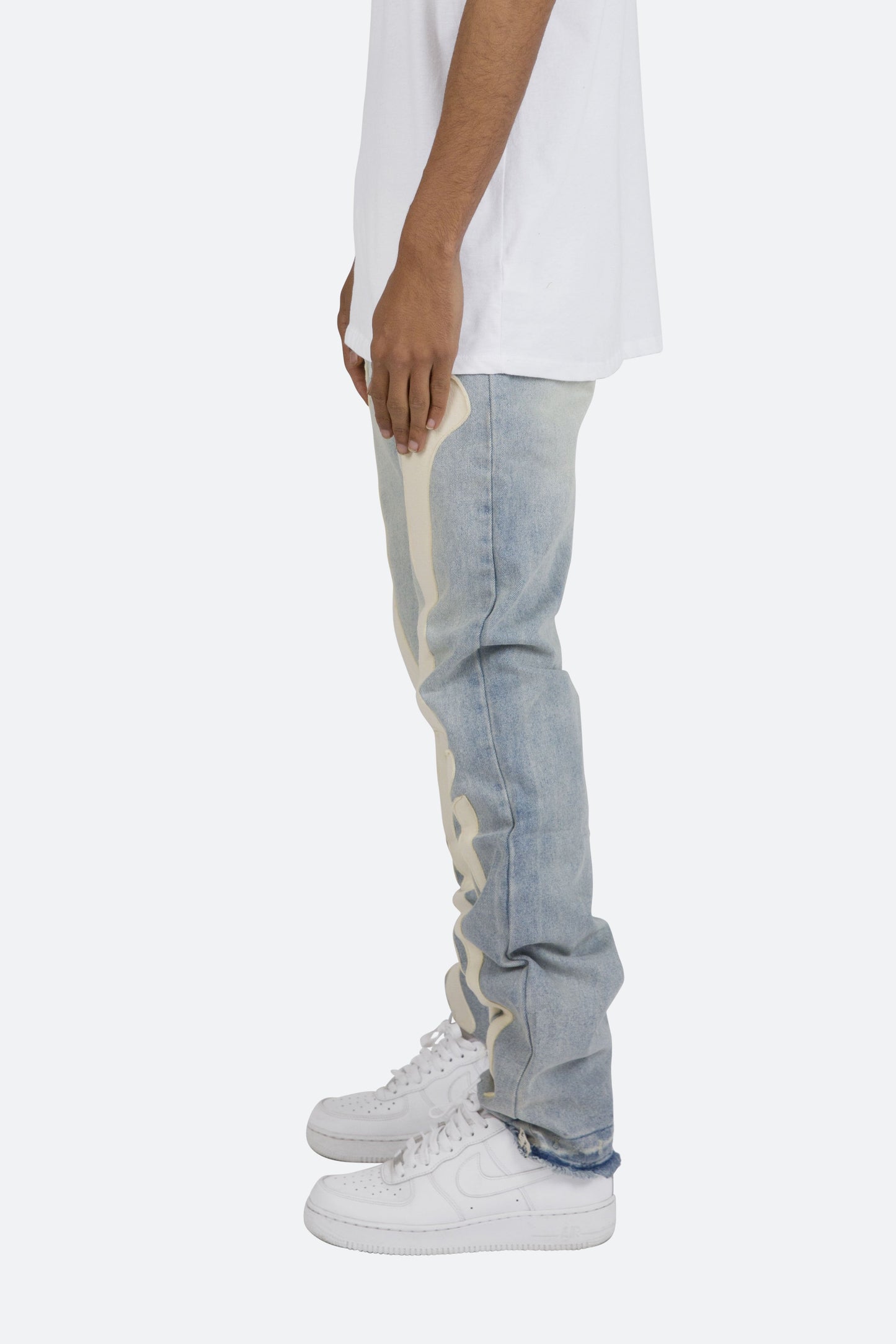 D184 Skeleton Straight Denim - Blue/White