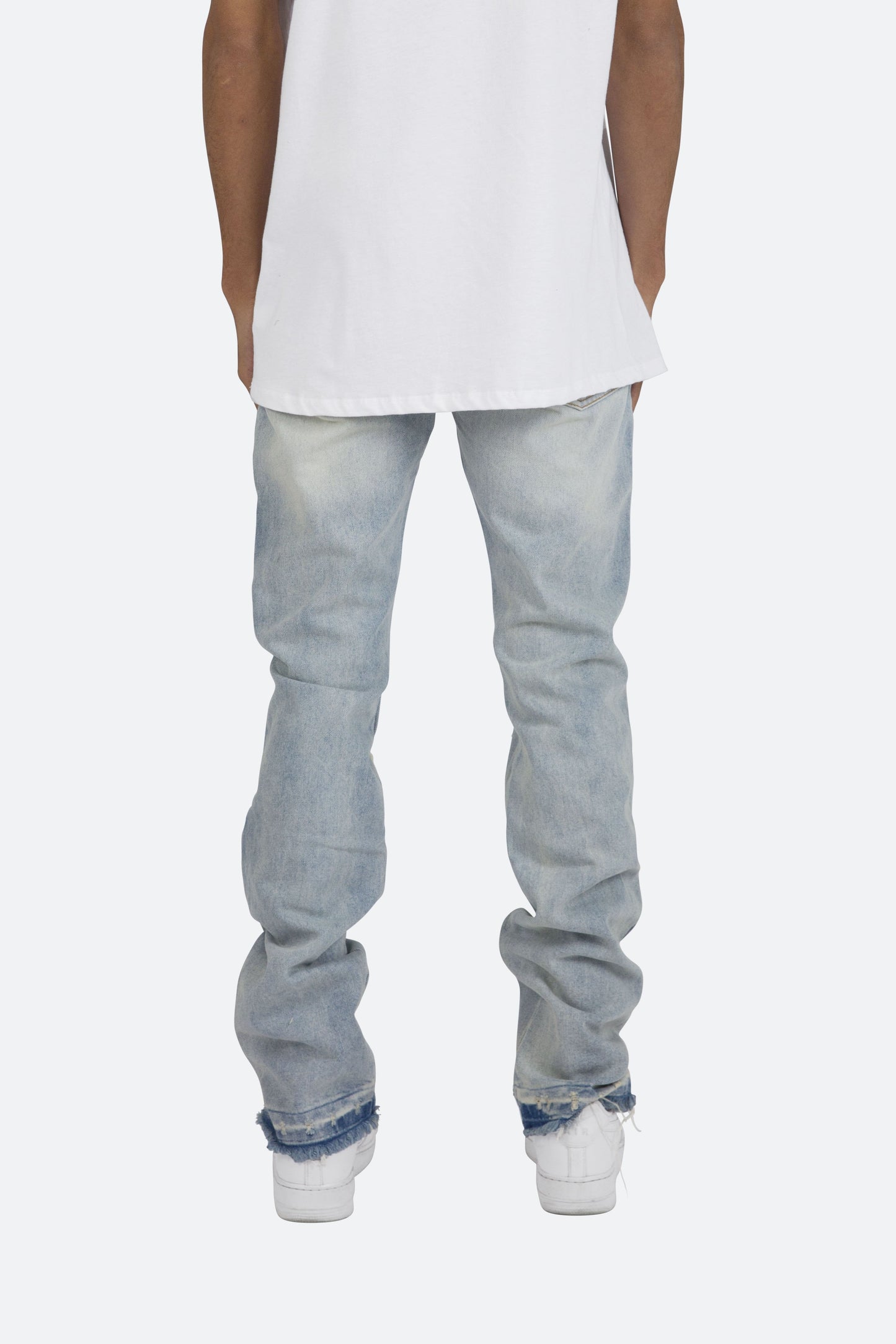 D184 Skeleton Straight Denim - Blue/White