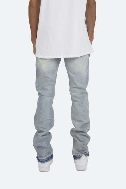 D184 Skeleton Straight Denim - Blue/White