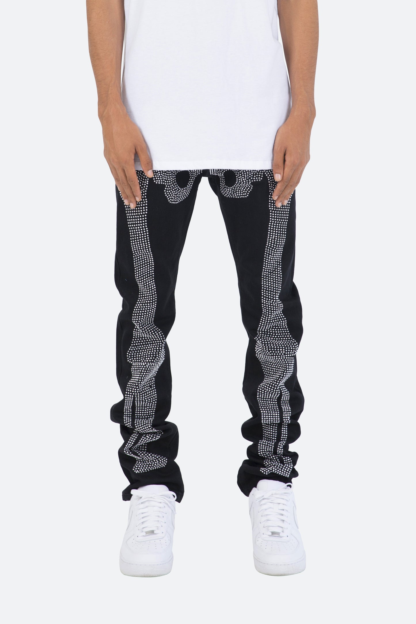 D249 Skeleton Straight Denim - Black/White