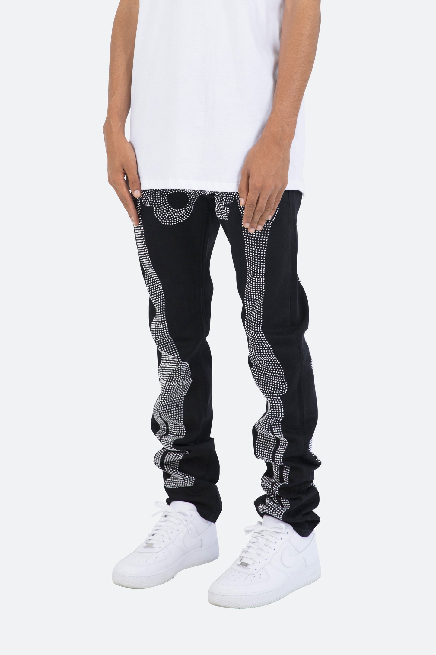D249 Skeleton Straight Denim - Black/White