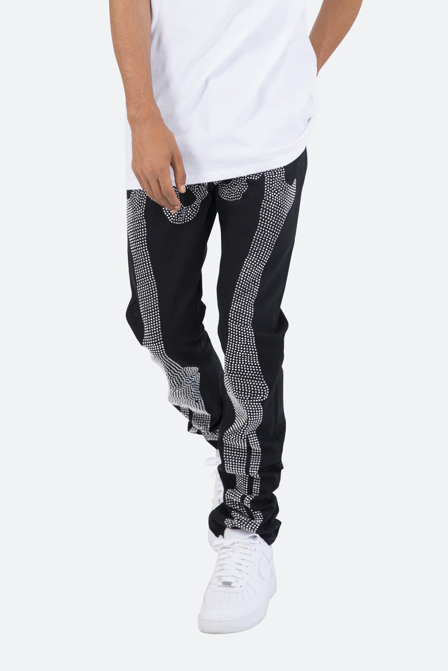 D249 Skeleton Straight Denim - Black/White
