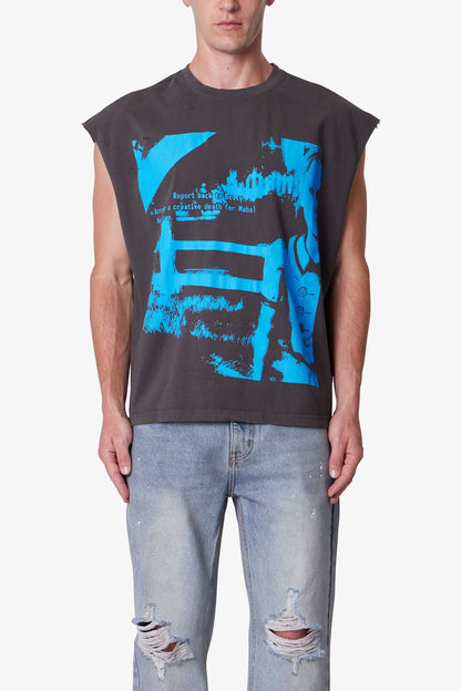 Distressed Sleeveless Tank - Washed Black