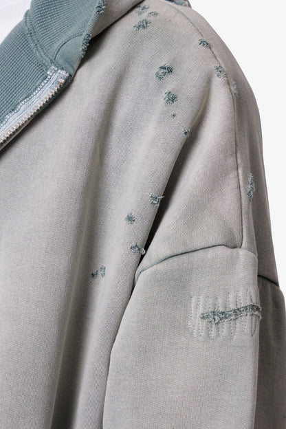 Distressed Thermal Lined Hoodie - Green