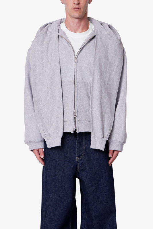 Double Layer Sleeve Scarf Hoodie - Grey
