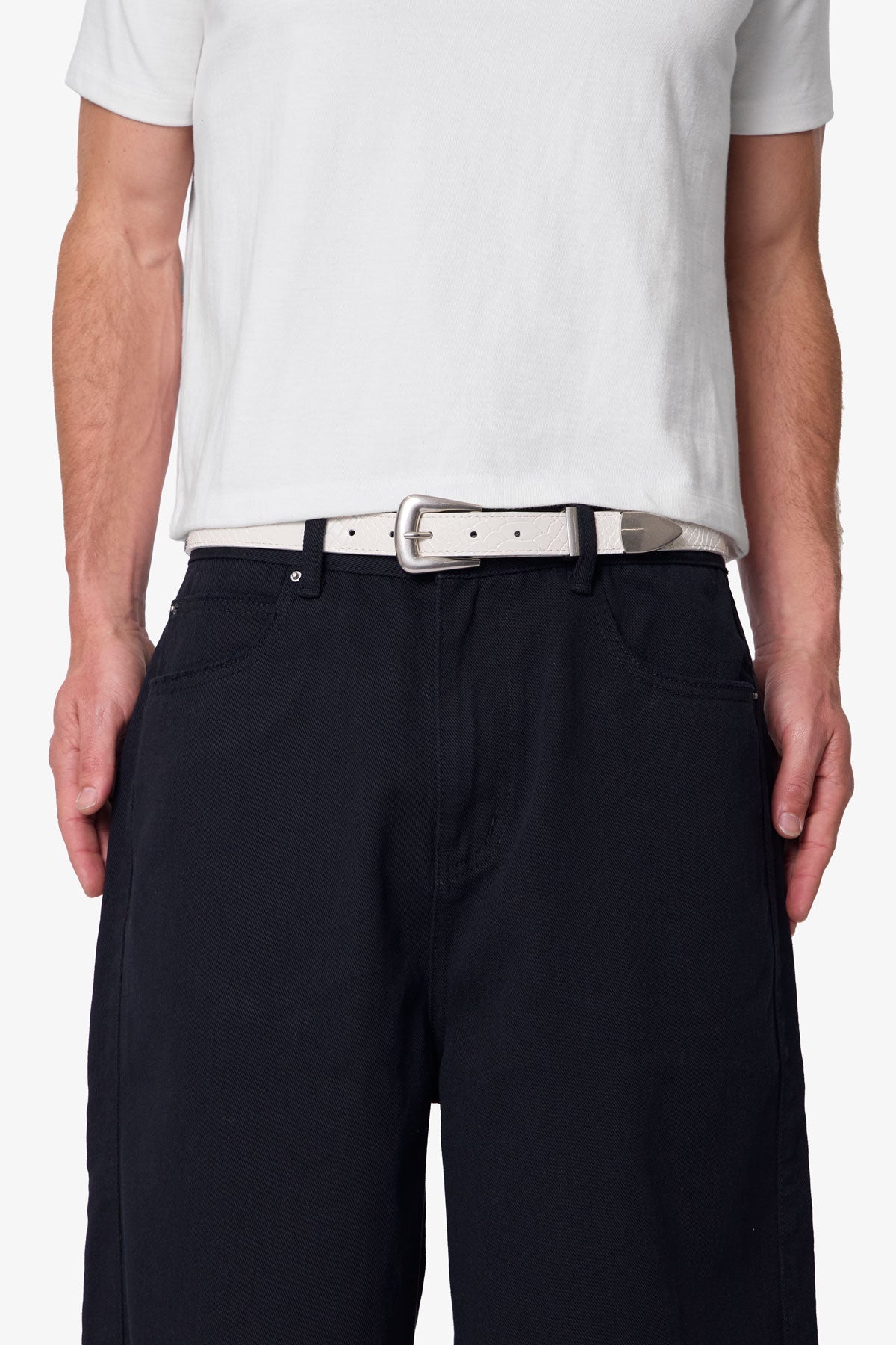 Embossed Scale Belt - Off White
