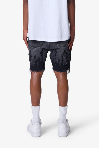 Flame Denim Shorts - Washed Black
