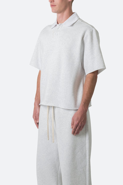 Fleece Oversized Polo Shirt - Heather Grey