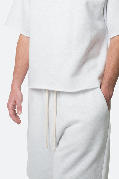 Fleece Oversized Polo Shirt - Heather Grey