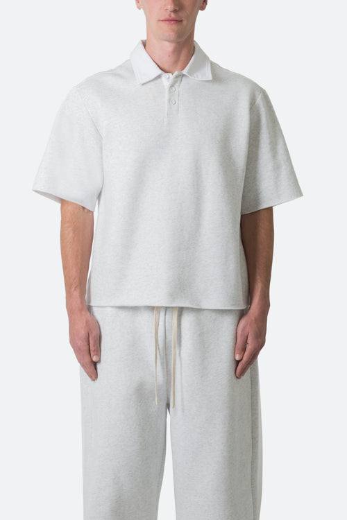 Fleece Oversized Polo Shirt - Heather Grey