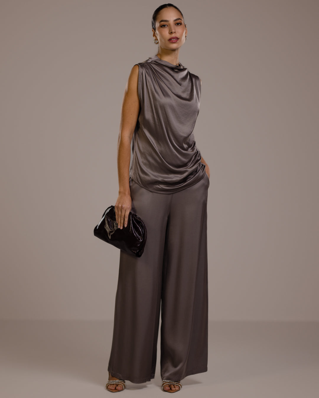Cole Satin Trousers | Mink